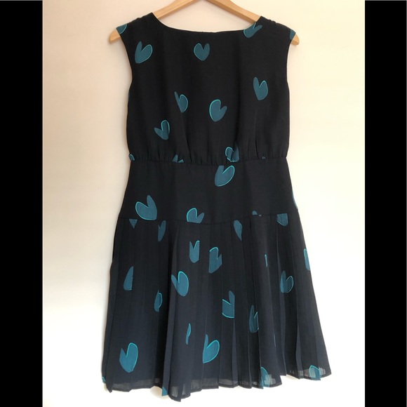 LOFT BLACK GREEN HEART PRINT SLEEVELESS DRESS Sz0P - Picture 7 of 14